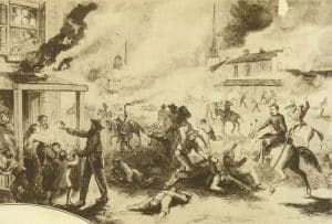 Illustration of Quantrill's Raid on Lawrence, kansas