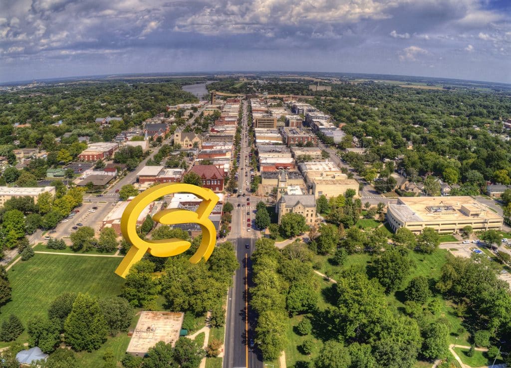 Aerial view of Lawrence, ks