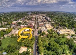 Aerial view of Lawrence, ks