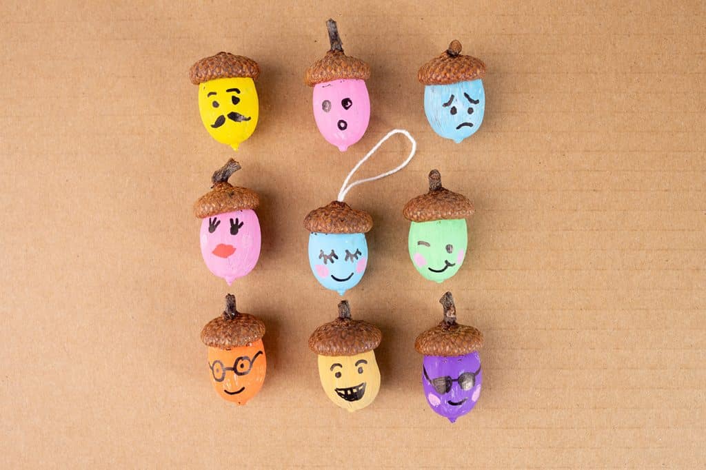 acorns with faces